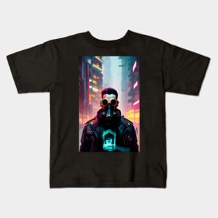 Abstract Cyberpunk Man Kids T-Shirt